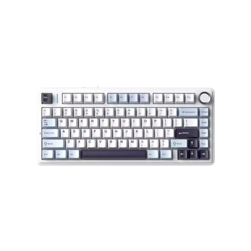 F75HE Mechanical Keyboard Magnetic Switch 75% 80 Keycaps 8K Polling Rate Tri-Mode RGB Hot Swap F75 Wireless Gaming Keyboard(Glacier Blue) - color: Glacier Blue