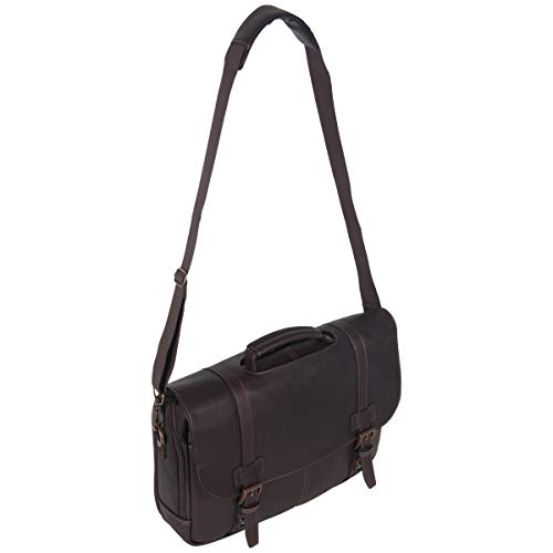 Kenneth Cole REACTION Show Business 16" Colombian Leather Business Laptop Portfolio Messenger Bag - color: Dark Brown