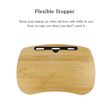 SUMISKY Lap Desk-Portable Laptop Table with Cushion Bamboo Platform Phone Holder L(21.6"x13.8") - size: L(21.6"x13.8") without Additional Accessories
