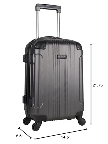 Kenneth Cole REACTION Out of Bounds Lightweight Hardshell 4-Wheel Spinner Luggage, Charcoal, 20-Inch Carry On - color: Charcoal, size: 20-Inch Carry On