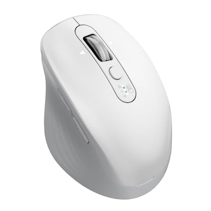 INFINMIND Wireless Bluetooth Mouse, Multi Device (BT1/BT2 + 2.4G USB) Mouse for Laptop, iPad & Mac, 4-Way Scroll with Side Buttons, Silent Click Ergonomic Offce Mouse, Adjustable DPI (White - color: White