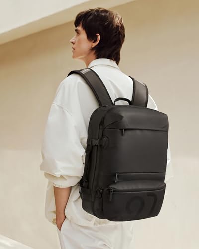 NINETYGO Travel Backpack for Men & Women, Black | Carry On, Airline Approved, Waterproof, 24.7L, Detachable Shoulder Bag, Fits 15.6 Inch Laptop - color: Black