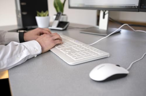 Cherry KC 1000, Wired Keyboard with Number Pad for PC/Laptop, Plug & Play (USB-A Connection), Slim Design, Whisper Quiet Typing, 4 Hot Keys, QWERTY, Pale Gray - color: Pale Gray