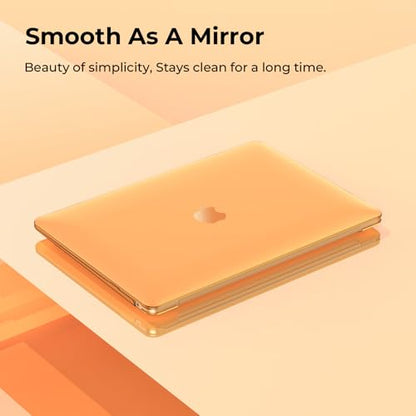 EooCoo for MacBook Air 13.3 inch Case with Keyboard and Screen Protector | Ultra Thin and Transparent, Hard Case Compatible with MacBook Air 13.3 inch M1 Chip 2021-2018 with Retina Display - color: Crystal Orange