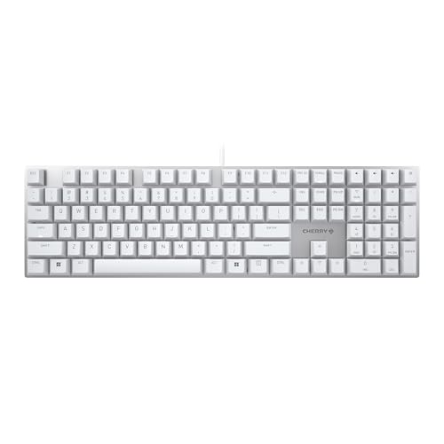 Cherry KC 200 MX, Wired Mechanical Office Keyboard, Modern Design with Elegant Aluminum Surface, USB-A Connection, MX2A Brown Switches, White/Silver - color: White W/MX2A Brown