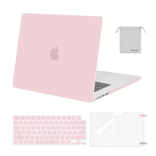 MOSISO Compatible with MacBook Air 15 inch Case M5 2026 M4 M3 M2 2025-2023 | A3448 A3241 A3114 A2941, Scratch-Resistant Protective Hard Shell Case&Keyboard Cover&ScreenFilm&Pouch, Baby Pink - color: Baby Pink