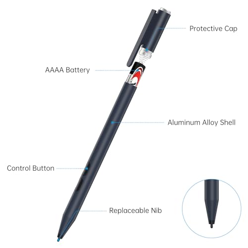 Stylus Pen for HP Omnibook X Flip Envy/Pavilion/Spectre x360 300Day Battery | Active Stylus Pen with Smooth Writing, MPP 1.51 Tilt Pen with Pressure Sensitivity & Palm Rejection for Drawing, Note-Taking - color: black