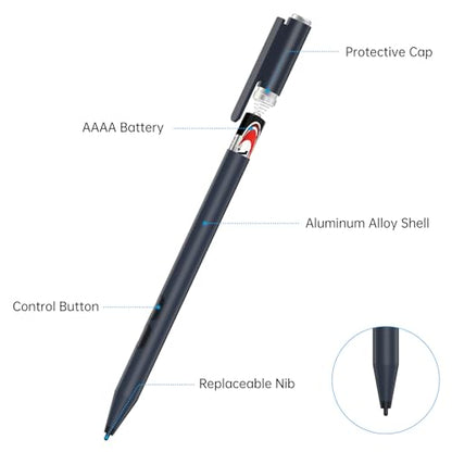Stylus Pen for HP Omnibook X Flip Envy/Pavilion/Spectre x360 300Day Battery | Active Stylus Pen with Smooth Writing, MPP 1.51 Tilt Pen with Pressure Sensitivity & Palm Rejection for Drawing, Note-Taking - color: black