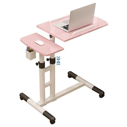 Mobile Laptop Desk with Pen Holder, Bedroom Bedside Lifting Standing Desk, Portable Mobile Study Table with Casters, Foldable Storage Side Table(Yellow) - color: Yellow