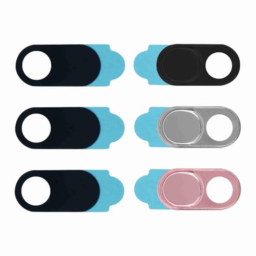 3Pcs Metal Webcam Cover, Privacy Protection Camera Lens Cover Sticker, with Easy Slide Open Close Design, for Laptop Smartphone Tablet PC Desktop (Silver Black Pink Mixed Color) - color: Silver black pink mixed color