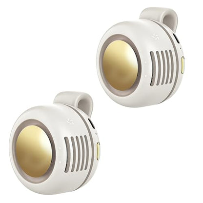 Portable Clip-On Fan, Mini USB Rechargeable 360° Rotatable Fan, Personal Fan 3-Speed Silent Mini Bladeless Fans - color: 2 pack(White+White)