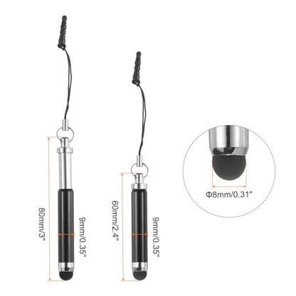 MECCANIXITY 5pcs Metallic Stylus Pen Retractable Aluminum Alloy Mini Capacitive Pens for Universal All Touch Screen Devices, Black - color: Black