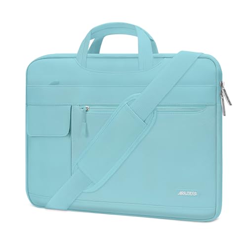 MOSISO Laptop Shoulder Bag Compatible with MacBook Pro 16 inch M5 M4 M3 M2 M1 2026-2019/Pro 15 A1398, HP Acer Dell Lenovo ASUS Notebook,Polyester Flapover Briefcase Sleeve Case, Mint Blue - color: Mint Blue, size: 16 inch