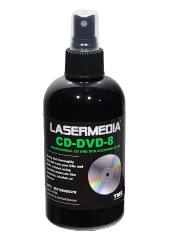 TME CD DVD Cleaning Solution Fluid (Not a Scratch Remover) 8 Ounce (237 ML) Spray Bottle Cleaner CD-DVD-8 Made in USA