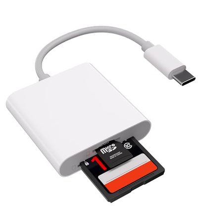 USB-C SD/Micro SD Card Reader, USB3.0 Dual Slot Memory Adapter | Dual Card Slots, Wide USB-C Compatibility, USB3.0 Fast Transfer, Trail Camera Viewer, Plug & Play, Compact Portabl
