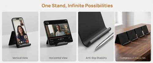 3 Pack 4-in-1 Foldable Silicone Stand for Laptop & Phone Portable Multi-Device Holder with Screen Hook & Notebook Riser Soft Anti-Slip Tablet Mount for Desk Travel Home Office-Black - color: Black3P