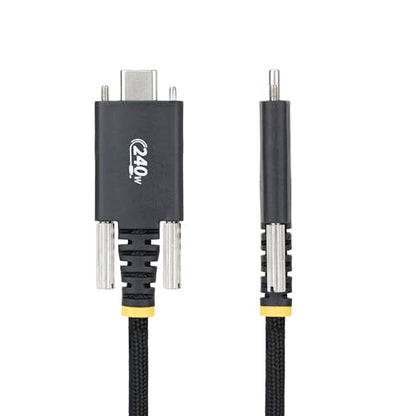 StarTech 6ft/2m USB-C to USB-C Screw Locking Cable (S2CEPR2M-USBSL-CABLE) | USB-IF Certified, 240W 5A PD 3.1 EPR, Side screw locking, USB 2.0 480Mbps, Ultra-Flexible, 2.0 Laptop, M2 screw lock, Black - size: 6 ft