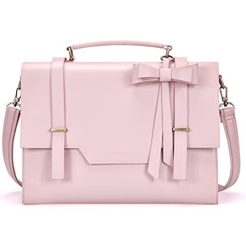 ECOSUSI Laptop Messenger Bag Women Briefcase 15.6 inch Laptop Satchel Handbags - color: Pink