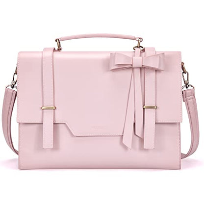 ECOSUSI Laptop Messenger Bag Women Briefcase 15.6 inch Laptop Satchel Handbags - color: Pink