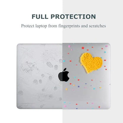 DTangLsm Compatible with MacBook Air 13 inch Case 2022 2021 2020-2018 Model A2337 M1 A2179 A1932 Cute Plush Clear Plastic Hard Shell Case with Colorful Stars & Keyboard Cover, Cute Plush Hearts - color: #2 Two Plush Hearts