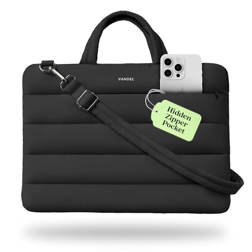 Vandel 13-14 inch Laptop Carrying Case Sleeve w. Strap, Shoulder Bag Handle | Fits MacBook Air 13 Inch MacBook Pro 14 Carrying Case Messenger, Laptop Computer Bag for Women, Hidden Front Zipper Pocket - color: 4. Black, size: 13-14 Inch