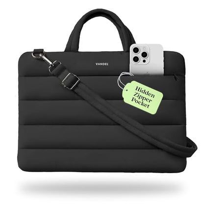 Vandel 13-14 inch Laptop Carrying Case Sleeve w. Strap, Shoulder Bag Handle | Fits MacBook Air 13 Inch MacBook Pro 14 Carrying Case Messenger, Laptop Computer Bag for Women, Hidden Front Zipper Pocket - color: 4. Black, size: 13-14 Inch