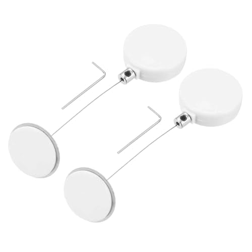 MECCANIXITY 1.8 ft Retractable Cable Lock with Round Patch Remote Control Security Lock with Adjustable Cord Tether Anti Theft for Laptop, TV, 200g, White, 2 Pack - color: White