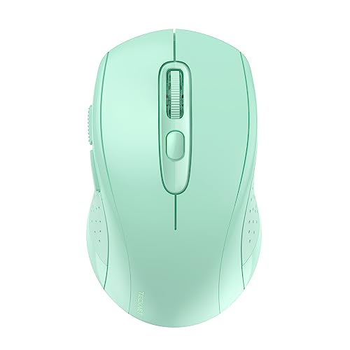 TECKNET 2-in-1 Bluetooth Mouse (BT 5.0/3.0+2.4Ghz), 6-Level 4000 DPI-Green | BT 5.0/3.0 & 2.4G wireless mouse with 4000 DPI, silent clicks, ergonomic design, and USB receiver for laptop and PC. - color: Green