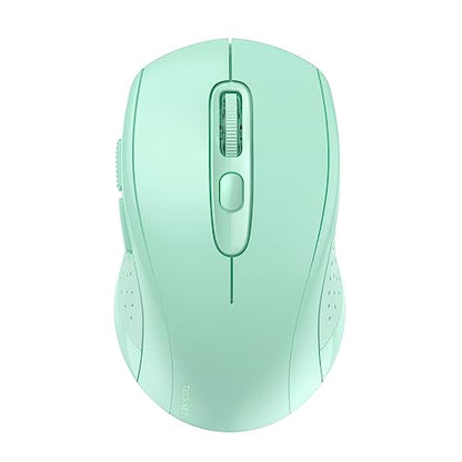 TECKNET 2-in-1 Bluetooth Mouse (BT 5.0/3.0+2.4Ghz), 6-Level 4000 DPI-Green | BT 5.0/3.0 & 2.4G wireless mouse with 4000 DPI, silent clicks, ergonomic design, and USB receiver for laptop and PC. - color: Green