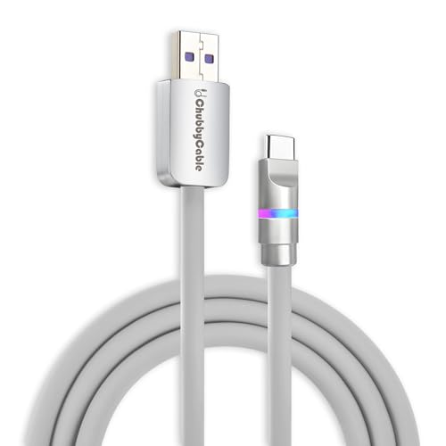 chubbycable Neon Chubby - Fast Charge Cable with Smart Light RGB Color Gradual Light Up 100W Charging Cord LED USB C Cable Compatible with iPhone 17-15 Series, Gray, USB-A to Type-C, 1.64 FT - color: Gray, size: 1.64ft (0.5m), style: USB A-Type C