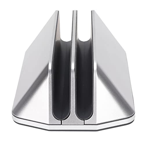 Dual Laptop Stand Vertical, 2 Slot Vertical Laptop Stand, Aluminum y Range with Screws, 3D Curved Appearance Laptop Holder Desk for Laptop Tablet Book Storage,