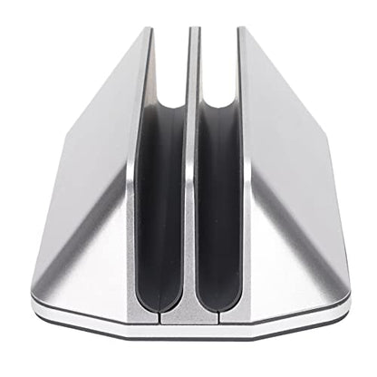 Dual Laptop Stand Vertical, 2 Slot Vertical Laptop Stand, Aluminum y Range with Screws, 3D Curved Appearance Laptop Holder Desk for Laptop Tablet Book Storage,