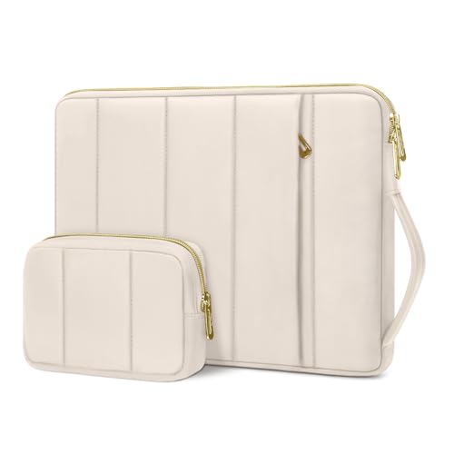 MOSISO 13-14 inch Laptop Case, 13.3 inch Puffy Laptop Sleeve Compatible with MacBook Air 13.6 M5 M4 M3 M2 M1/Neo/Pro 13/14,HP Dell ASUS Lenovo, Rectangle Vertical Bag with Small Case&Side Handle, Sand - color: Sand