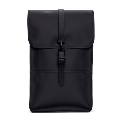 RAINS Backpack Black Waterproof Laptop Bag for Men and Women, Work Bag | Waterproof laptop backpack in black; padded sleeve fits a 15-inch laptop, a clean work bag for men and women who commute - color: Black, size: Standard