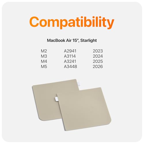 GhostShield Premium Palm Rest Protector Skin Cover Set, Scratches and Wear Protection, Compatible with MacBook Air 15" 2026 2025 2024 2023 with M5/M4/M3/M2, A3448 A3241 A3114 A2941, Starlight - color: Starlight