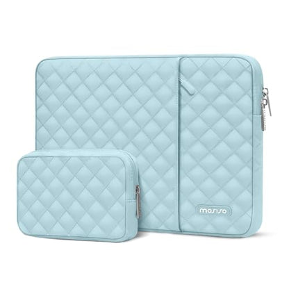 MOSISO Laptop Case 13.3 inch, 13-13.3 inch Laptop Sleeve, Ice Blue | Compatible with MacBook Neo/Air 13.6/Pro 13/Pro 14, HP Dell ASUS Lenovo, Square Quilted Vertical Bag with Pocket&Small Case - color: Ice Blue, size: 13.3 inch