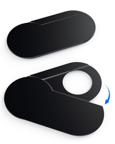 imluckies Rotating Webcam Cover [2-Pack], 0.02 Inch Ultra-Thin Metal Privacy Cover for Laptop, MacBook, iMac, PC, iPad & iPhone, Black - color: Black