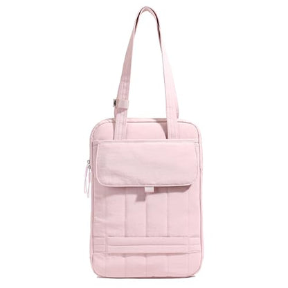 15.6 Inch Puffy Laptop Sleeve with Handle for Women Men, Pink | Compatible with Macbook Pro/Air/Neo Laptops, Laptop Case with Luggage Strap, Vertical Quilted Shoulder Bag for Travel Work - color: Pink