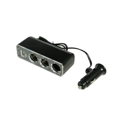 1PC Cigarette Lighter Adapter 12v 3-Socket Power Splitter Dc Outlet with USB Ports Multifunction Car Cigarette Lighter Power Plug(Black),, Standard