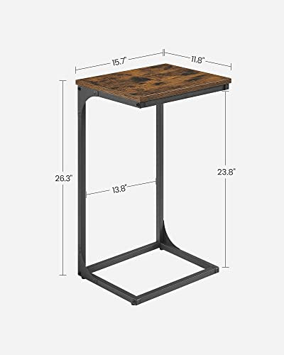 VASAGLE C-Shaped End Table, Side Table for Sofa, Couch Table with Metal Frame, Small TV Tray Table for Living Room, Bedroom, Rustic Brown and Black ULET353B01 - color: Rustic Brown + Black