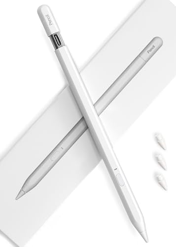 Pencil USB-C for iPad 2018-2026: Hidden-Port Stylus with Bluetooth Shortcuts, Tilt Sensitivity & Palm Rejection, Pen for iPad 6-11th&Mini 5-7th, Air 3-5th/M2/M3, Pro 11"/12.9"/13"(M4/M5), White - color: White