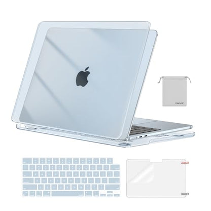 MOSISO Compatible with MacBook Air 13 inch Case M5 2026 M4 M3 M2 2025-2022 | A3449 A3240 A3113 A2681, Hard Shell&Keyboard Cover&Screen Film&Pouch for MacBook Air 13.6 inch Case, Crystal Sky Blue - color: Crystal Sky Blue