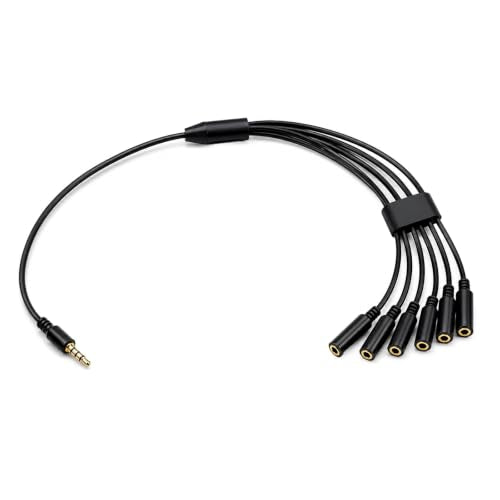 3.5mm Aux Headphone Splitter, Audio Jack Splitter 1 to 6 Ways 1/8inch Male to 6 Female Audio Headphone Cord for Phone Laptop Headset 1.5ft