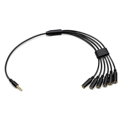3.5mm Aux Headphone Splitter, Audio Jack Splitter 1 to 6 Ways 1/8inch Male to 6 Female Audio Headphone Cord for Phone Laptop Headset 1.5ft
