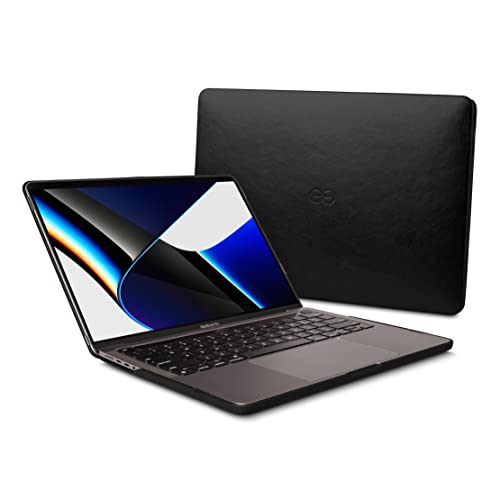 Dreem Euclid MacBook Pro Case - 16-Inch Hard Laptop Cover for MacBook Pro 2021, Luxurious Vegan Leather, Top and Bottom Shells for Protection, Slots for USB Ports - Black - color: Black, size: MacBook Pro 16"