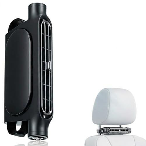 USB Car Seat Fan Car Seat Fan for Kids Compact Turbo Cooling Fan for Headrest Silent Anti-Tangle Design with 3 Speed and Independent Switch for Driver, Passenger and Baby