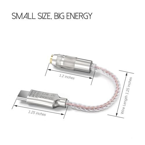 Hi-Res Lossless USB C to 3.5mm Audio Adapter Soundcard, 32bit/384Khz Audio Decoding Transceiver, Supports Wire Control, Microphone, Cellphone Headphone DAC for MacBook, Surface, Sony, and More