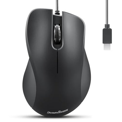 Perixx PERIMICE-221C USB Type C Wired Ergonomic Mouse - 4.9 Ft Cable - Optical 1200 DPI Design - Black……
