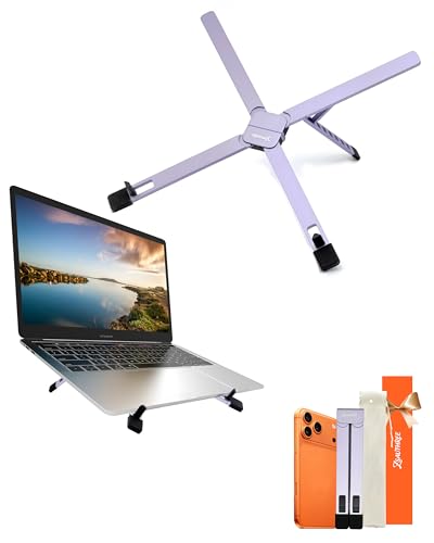 Pocket-Sized Foldable Laptop/Tablet Stand,Lightweight Zinc Alloy,5-Level Height Adjustment,Portable for Travel,Office,Library & Cafe,Fits 9-16" Laptops,Custom Purple–Ideal Gift for Women - color: Purple