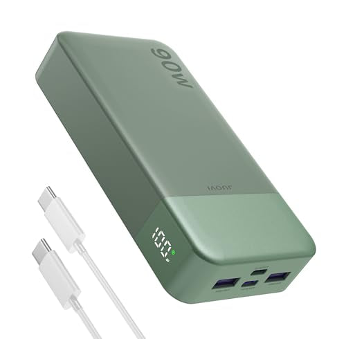 JUOVI Laptop Power Bank 20000mAh 90W USB C Portable Charger Fast Charging 4-Port(2C+2A) External Battery Pack for MacBook Laptop iPad iPhone Samsung Steam Deck, Perfect for Travel & Business - color: Green
